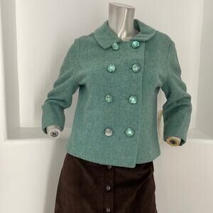 Susana Mercedes Couture Vintage 60’s Green Wool Mint  Jacket Size  6/8